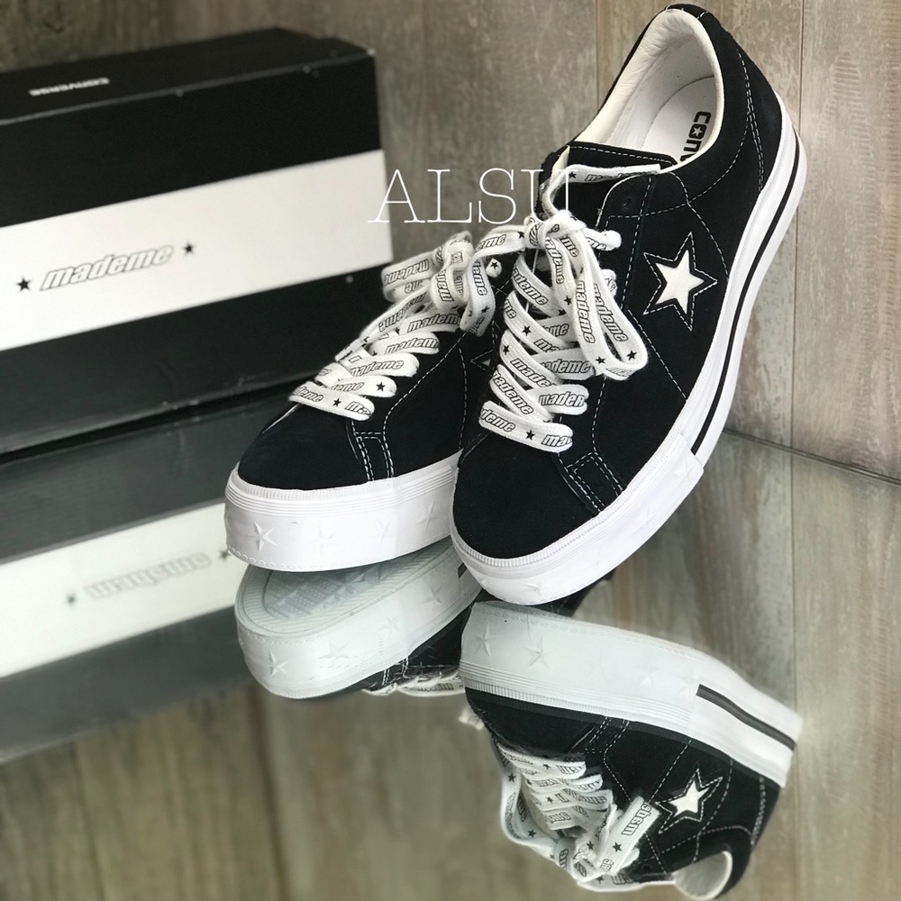 Con&Mademe One Star Platform Suede Black White W - Picture 2 of 8